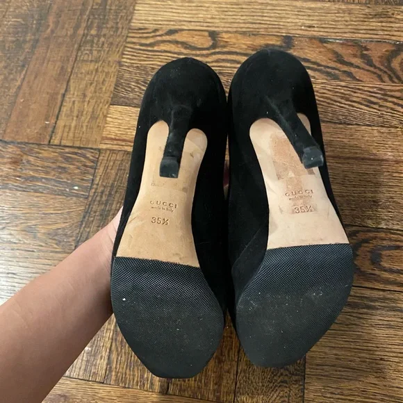 Gucci Black Suede Platform Pumps EUC